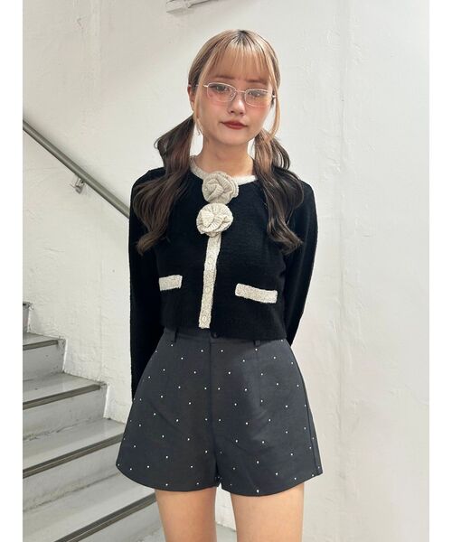 jouetie（ジュエティ）の「バイカラーコサージュカーデ（カーディガン/ボレロ・レディース・ブラック/グレー/ブルー・MEDIUM）」の21枚目の写真