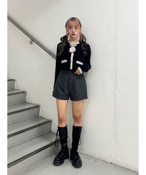 jouetie（ジュエティ）の「バイカラーコサージュカーデ（カーディガン/ボレロ・レディース・ブラック/グレー/ブルー・MEDIUM）」の22枚目の写真