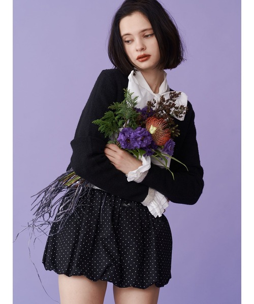 jouetie（ジュエティ）の「バイカラーコサージュカーデ（カーディガン/ボレロ・レディース・ブラック/グレー/ブルー・MEDIUM）」の4枚目の写真