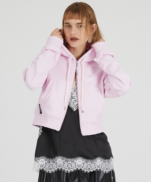 PRANK PROJECT(プランクプロジェクト)の「ミニジップアップフーディ / Mini Zip-up Hoodie(パーカー・レディース・チャコールグレー/グレー/ピンク・FREE)」の3枚目の写真