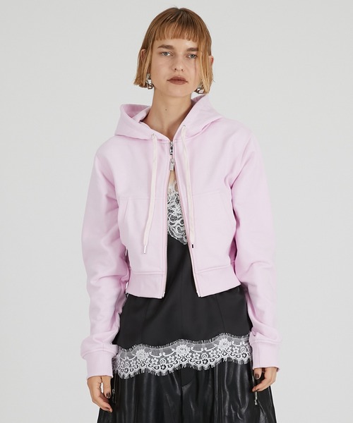 PRANK PROJECT(プランクプロジェクト)の「ミニジップアップフーディ / Mini Zip-up Hoodie(パーカー・レディース・チャコールグレー/グレー/ピンク・FREE)」の15枚目の写真