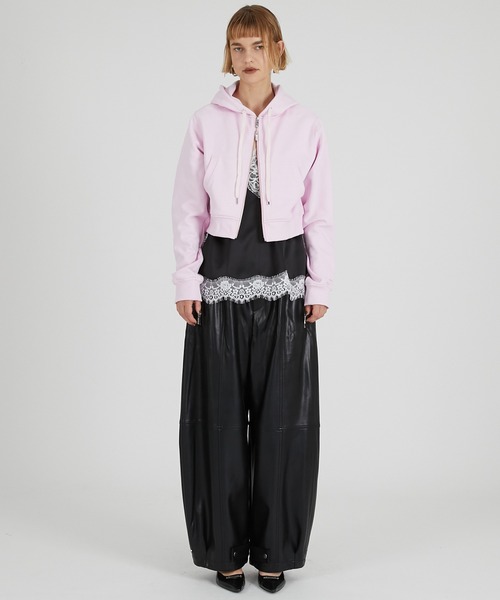 PRANK PROJECT(プランクプロジェクト)の「ミニジップアップフーディ / Mini Zip-up Hoodie(パーカー・レディース・チャコールグレー/グレー/ピンク・FREE)」の6枚目の写真