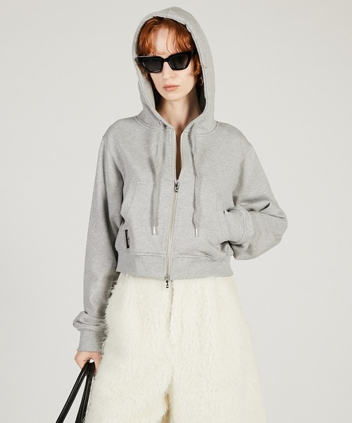 PRANK PROJECT（プランクプロジェクト）の「ミニジップアップフーディ / Mini Zip-up Hoodie（パーカー・レディース・チャコールグレー/グレー/ピンク・FREE）」の21枚目の写真