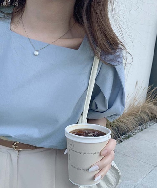 shoppinggo（ショッピングゴー）の「夏新作 パフスリーブ ブラウス トップス 半袖 薄手 無地 Tシャツ（シャツ/ブラウス・レディース・ブラック/ブルー/ホワイト・M）」の21枚目の写真