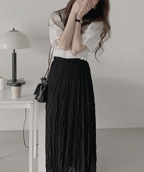 shoppinggo（ショッピングゴー）の「夏新作 パフスリーブ ブラウス トップス 半袖 薄手 無地 Tシャツ（シャツ/ブラウス・レディース・ブラック/ブルー/ホワイト・M）」の17枚目の写真