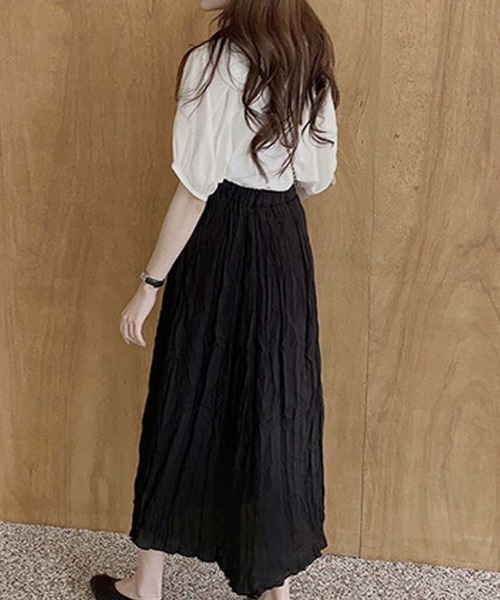 shoppinggo（ショッピングゴー）の「夏新作 パフスリーブ ブラウス トップス 半袖 薄手 無地 Tシャツ（シャツ/ブラウス・レディース・ブラック/ブルー/ホワイト・M）」の15枚目の写真