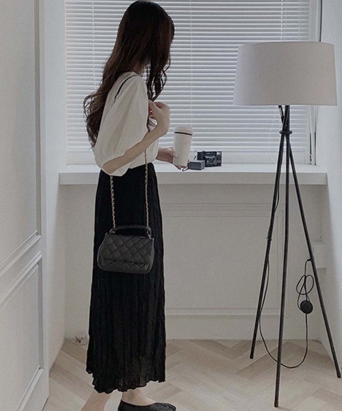 shoppinggo（ショッピングゴー）の「夏新作 パフスリーブ ブラウス トップス 半袖 薄手 無地 Tシャツ（シャツ/ブラウス・レディース・ブラック/ブルー/ホワイト・M）」の14枚目の写真