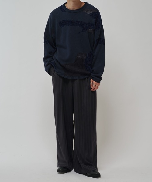 Lui's(ルイス)の「ランダムインターシャニット(ニット/セーター・メンズ・ブラック/ネイビー・FREE)」の13枚目の写真