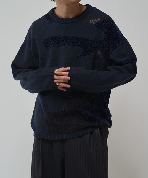 Lui's(ルイス)の「ランダムインターシャニット(ニット/セーター・メンズ・ブラック/ネイビー・FREE)」の10枚目の写真