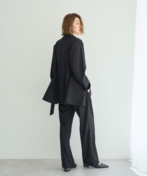 YECCA VECCA（イェッカヴェッカ）の「ウエストデザインワイドストレートパンツ（スラックス・レディース・ストライプ/ブラウン・M/S/M-L）」の20枚目の写真