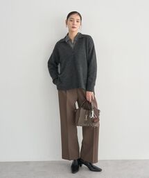 YECCA VECCA | ウエストデザインワイドストレートパンツ(スラックス)