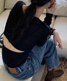 c.u.l（シーユーエル）の「バックカット Vネック長袖カットソー culw844（Tシャツ/カットソー）」