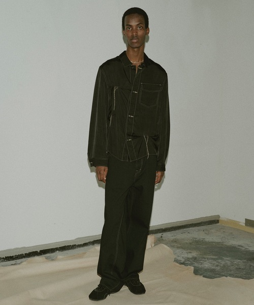 JIEDA（ジエダ）の「RAYON SILK SHIRT JACKET（シャツ/ブラウス・メンズ・サンドグレー/ブラック・1/2）」の4枚目の写真