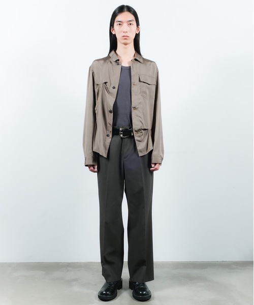 JIEDA（ジエダ）の「RAYON SILK SHIRT JACKET（シャツ/ブラウス・メンズ・サンドグレー/ブラック・1/2）」の5枚目の写真