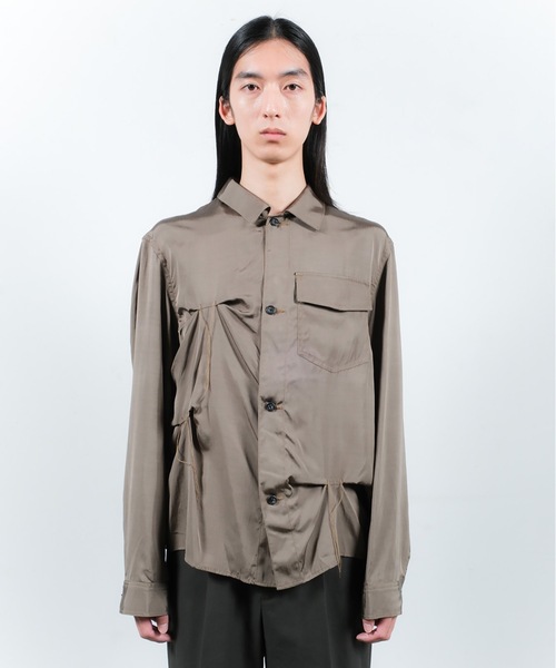JIEDA（ジエダ）の「RAYON SILK SHIRT JACKET（シャツ/ブラウス・メンズ・サンドグレー/ブラック・1/2）」の6枚目の写真