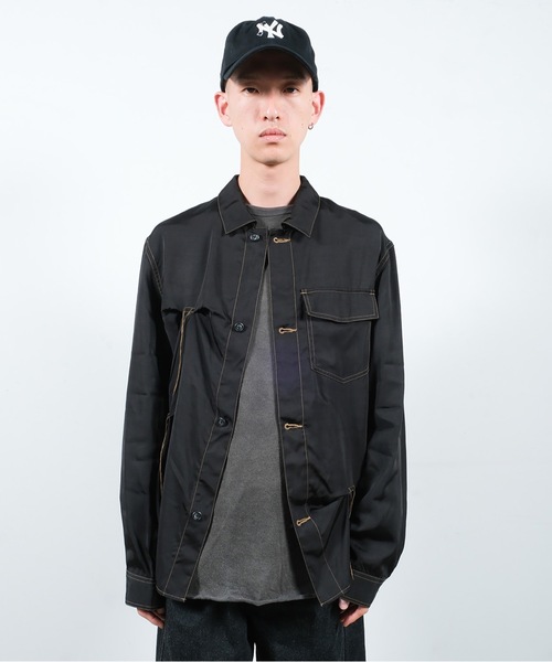 JIEDA（ジエダ）の「RAYON SILK SHIRT JACKET（シャツ/ブラウス・メンズ・サンドグレー/ブラック・1/2）」の9枚目の写真