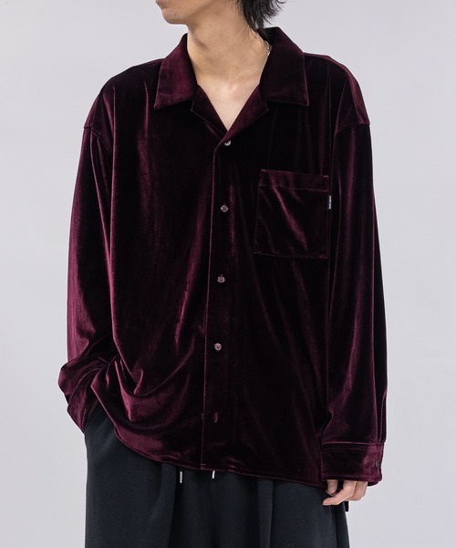 Limited Line Naive Magic（リミテッドラインナイーブマジック）の「【a】〔NAIVE MAGIC〕ルーズサイズ オープンカラー ベロアシャツ（シャツ/ブラウス・メンズ・パープル/ネイビー/ブラック・LARGE/MEDIUM）」の3枚目の写真
