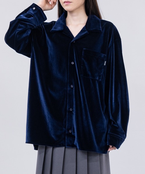 Limited Line Naive Magic（リミテッドラインナイーブマジック）の「【a】〔NAIVE MAGIC〕ルーズサイズ オープンカラー ベロアシャツ（シャツ/ブラウス・メンズ・パープル/ネイビー/ブラック・LARGE/MEDIUM）」の10枚目の写真