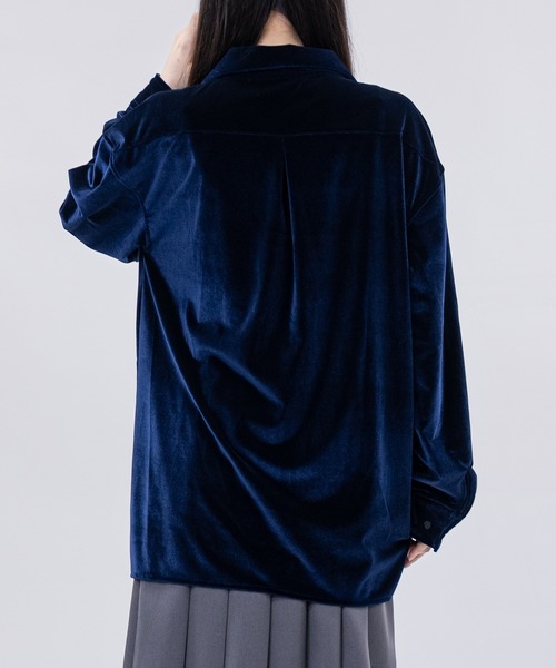 Limited Line Naive Magic（リミテッドラインナイーブマジック）の「【a】〔NAIVE MAGIC〕ルーズサイズ オープンカラー ベロアシャツ（シャツ/ブラウス・メンズ・パープル/ネイビー/ブラック・LARGE/MEDIUM）」の12枚目の写真