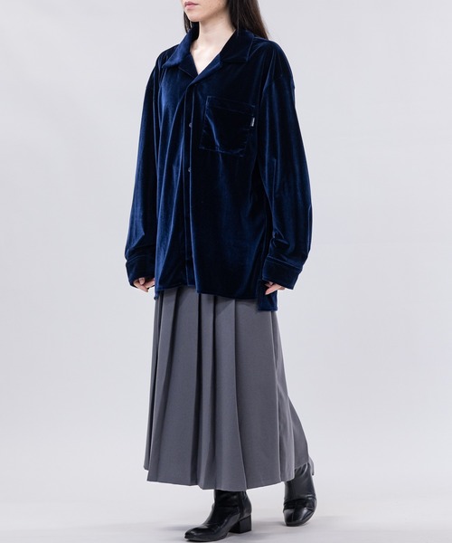 Limited Line Naive Magic（リミテッドラインナイーブマジック）の「【a】〔NAIVE MAGIC〕ルーズサイズ オープンカラー ベロアシャツ（シャツ/ブラウス・メンズ・パープル/ネイビー/ブラック・LARGE/MEDIUM）」の14枚目の写真