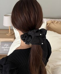 パール付きパイピングシフォンシュシュ