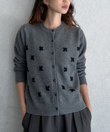 【Good Riddance】花刺繍 クルーネック ボタンニットカーディガン