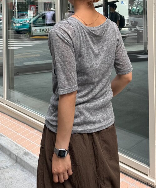 WILLOW(ウィロー)の「【willow】5分袖シアースラブボタンタンクセットトップス(Tシャツ/カットソー・レディース・グレー/ブラウン・ONE SIZE)」の8枚目の写真