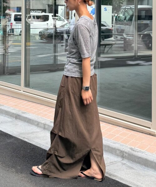 WILLOW(ウィロー)の「【willow】5分袖シアースラブボタンタンクセットトップス(Tシャツ/カットソー・レディース・グレー/ブラウン・ONE SIZE)」の12枚目の写真