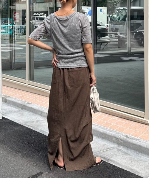 WILLOW(ウィロー)の「【willow】5分袖シアースラブボタンタンクセットトップス(Tシャツ/カットソー・レディース・グレー/ブラウン・ONE SIZE)」の13枚目の写真