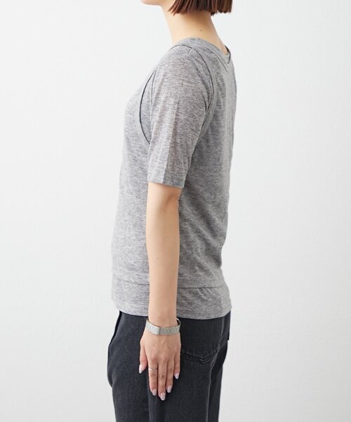 WILLOW(ウィロー)の「【willow】5分袖シアースラブボタンタンクセットトップス(Tシャツ/カットソー・レディース・グレー/ブラウン・ONE SIZE)」の15枚目の写真