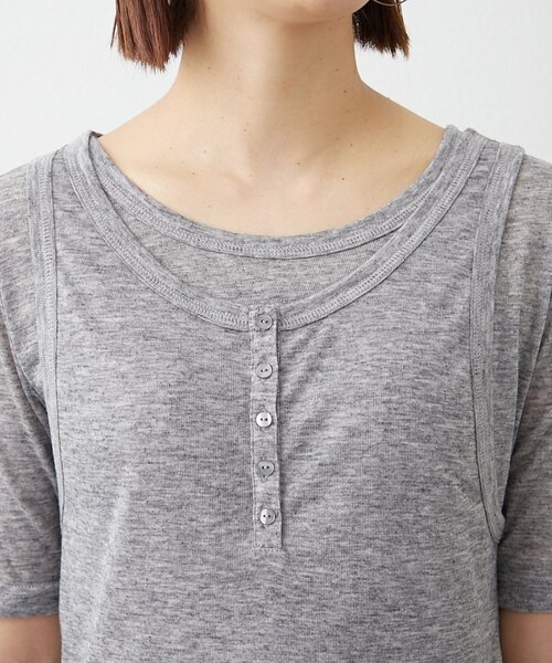 WILLOW(ウィロー)の「【willow】5分袖シアースラブボタンタンクセットトップス(Tシャツ/カットソー・レディース・グレー/ブラウン・ONE SIZE)」の17枚目の写真