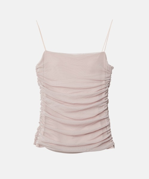 LE CIEL BLEU（ルシェルブルー）の「ラシェッドチュールキャミトップ / Ruched Tulle Cami Top（Tシャツ/カットソー・レディース・オフホワイト/ライトブルー/ライトピンク/ブラック・38/36）」の4枚目の写真