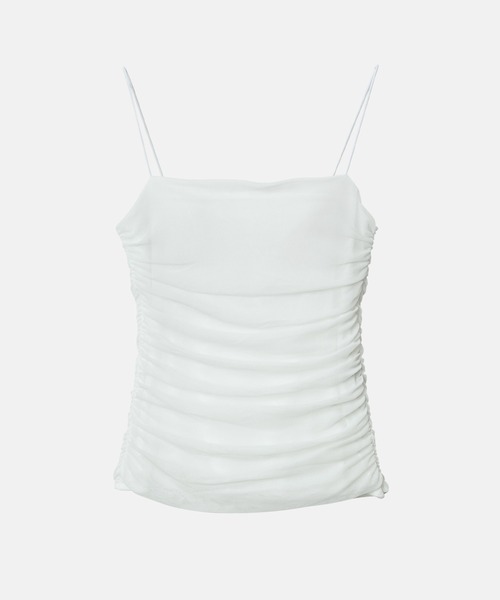 LE CIEL BLEU（ルシェルブルー）の「ラシェッドチュールキャミトップ / Ruched Tulle Cami Top（Tシャツ/カットソー・レディース・オフホワイト/ライトブルー/ライトピンク/ブラック・38/36）」の2枚目の写真