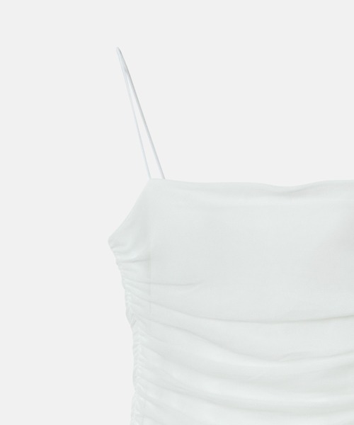 LE CIEL BLEU（ルシェルブルー）の「ラシェッドチュールキャミトップ / Ruched Tulle Cami Top（Tシャツ/カットソー・レディース・オフホワイト/ライトブルー/ライトピンク/ブラック・38/36）」の6枚目の写真