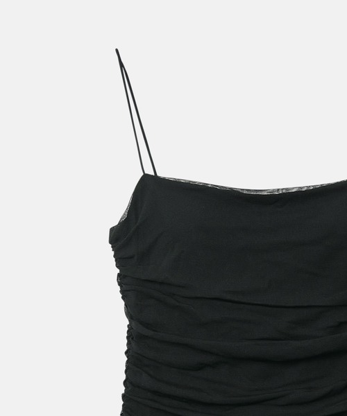 LE CIEL BLEU（ルシェルブルー）の「ラシェッドチュールキャミトップ / Ruched Tulle Cami Top（Tシャツ/カットソー・レディース・オフホワイト/ライトブルー/ライトピンク/ブラック・38/36）」の17枚目の写真