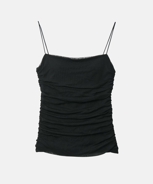 LE CIEL BLEU（ルシェルブルー）の「ラシェッドチュールキャミトップ / Ruched Tulle Cami Top（Tシャツ/カットソー・レディース・オフホワイト/ライトブルー/ライトピンク/ブラック・38/36）」の15枚目の写真