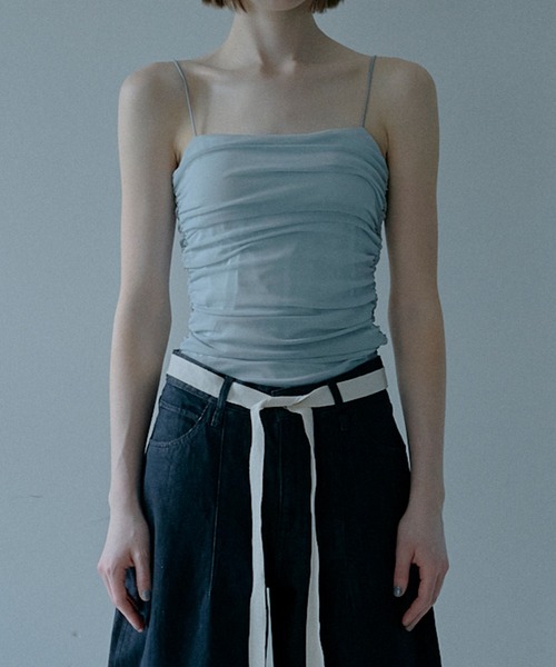 LE CIEL BLEU(ルシェルブルー)の「ラシェッドチュールキャミトップ / Ruched Tulle Cami Top(キャミソール・レディース・オフホワイト/ライトブルー/ライトピンク/ブラック・38/36)」の20枚目の写真