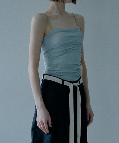 LE CIEL BLEU(ルシェルブルー)の「ラシェッドチュールキャミトップ / Ruched Tulle Cami Top(キャミソール・レディース・オフホワイト/ライトブルー/ライトピンク/ブラック・38/36)」の19枚目の写真