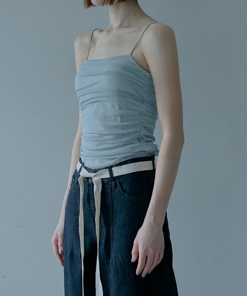LE CIEL BLEU(ルシェルブルー)の「ラシェッドチュールキャミトップ / Ruched Tulle Cami Top(キャミソール・レディース・オフホワイト/ライトブルー/ライトピンク/ブラック・38/36)」の18枚目の写真