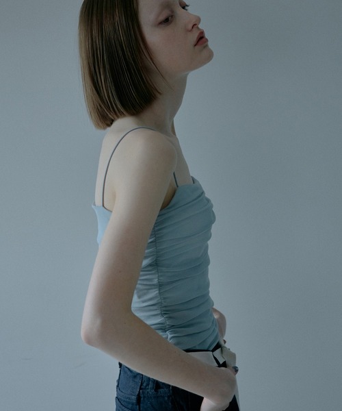 LE CIEL BLEU（ルシェルブルー）の「ラシェッドチュールキャミトップ / Ruched Tulle Cami Top（Tシャツ/カットソー・レディース・オフホワイト/ライトブルー/ライトピンク/ブラック・38/36）」の21枚目の写真