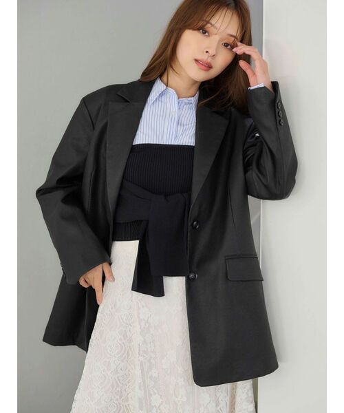 MERCURYDUO（マーキュリーデュオ）の「フェイクレザーオーバージャケット（テーラードジャケット・レディース・ブラック・SMALL/MEDIUM）」の15枚目の写真