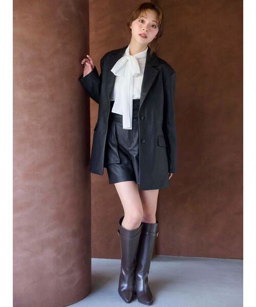 MERCURYDUO（マーキュリーデュオ）の「フェイクレザーオーバージャケット（テーラードジャケット・レディース・ブラック・SMALL/MEDIUM）」の13枚目の写真