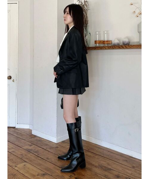 MERCURYDUO（マーキュリーデュオ）の「フェイクレザーオーバージャケット（テーラードジャケット・レディース・ブラック・SMALL/MEDIUM）」の7枚目の写真