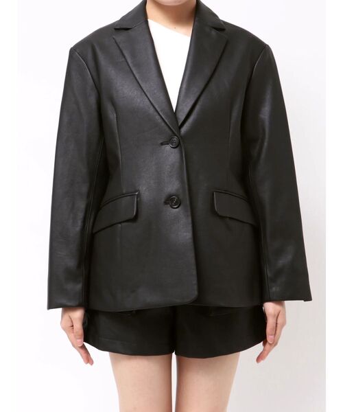 MERCURYDUO（マーキュリーデュオ）の「フェイクレザーオーバージャケット（テーラードジャケット・レディース・ブラック・SMALL/MEDIUM）」の6枚目の写真