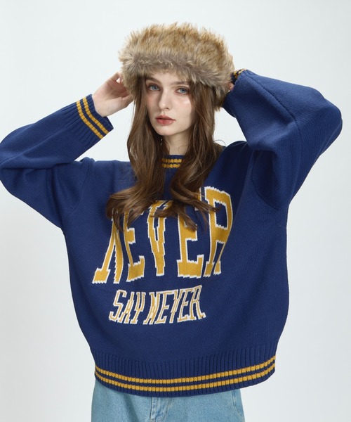BENUA(ベヌア)の「logo knit/ロゴニット(ニット/セーター・レディース・ネイビー/ブラウン・FREE)」の2枚目の写真