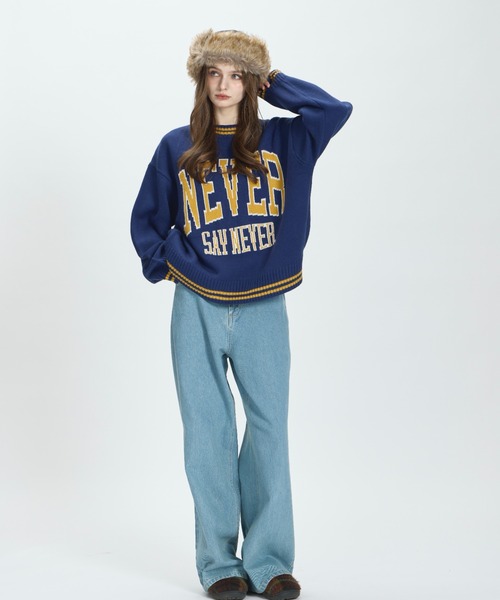 BENUA(ベヌア)の「logo knit/ロゴニット(ニット/セーター・レディース・ネイビー/ブラウン・FREE)」の3枚目の写真