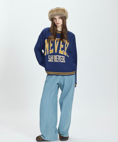 BENUA(ベヌア)の「logo knit/ロゴニット(ニット/セーター・レディース・ネイビー/ブラウン・FREE)」の4枚目の写真