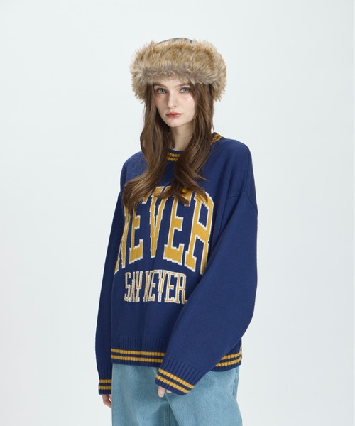 BENUA(ベヌア)の「logo knit/ロゴニット(ニット/セーター・レディース・ネイビー/ブラウン・FREE)」の7枚目の写真