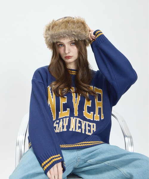 BENUA(ベヌア)の「logo knit/ロゴニット(ニット/セーター・レディース・ネイビー/ブラウン・FREE)」の9枚目の写真