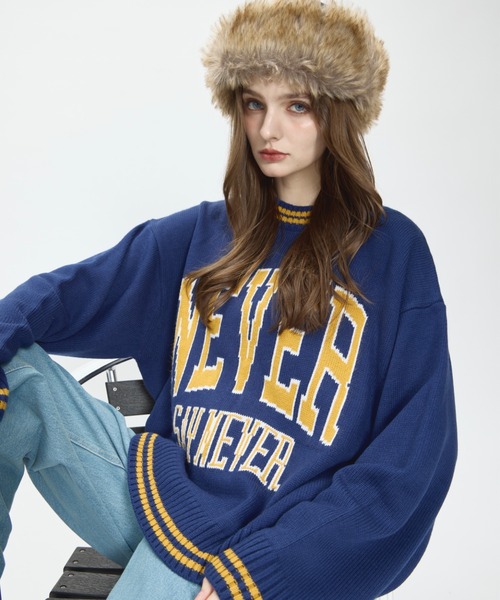 BENUA(ベヌア)の「logo knit/ロゴニット(ニット/セーター・レディース・ネイビー/ブラウン・FREE)」の12枚目の写真